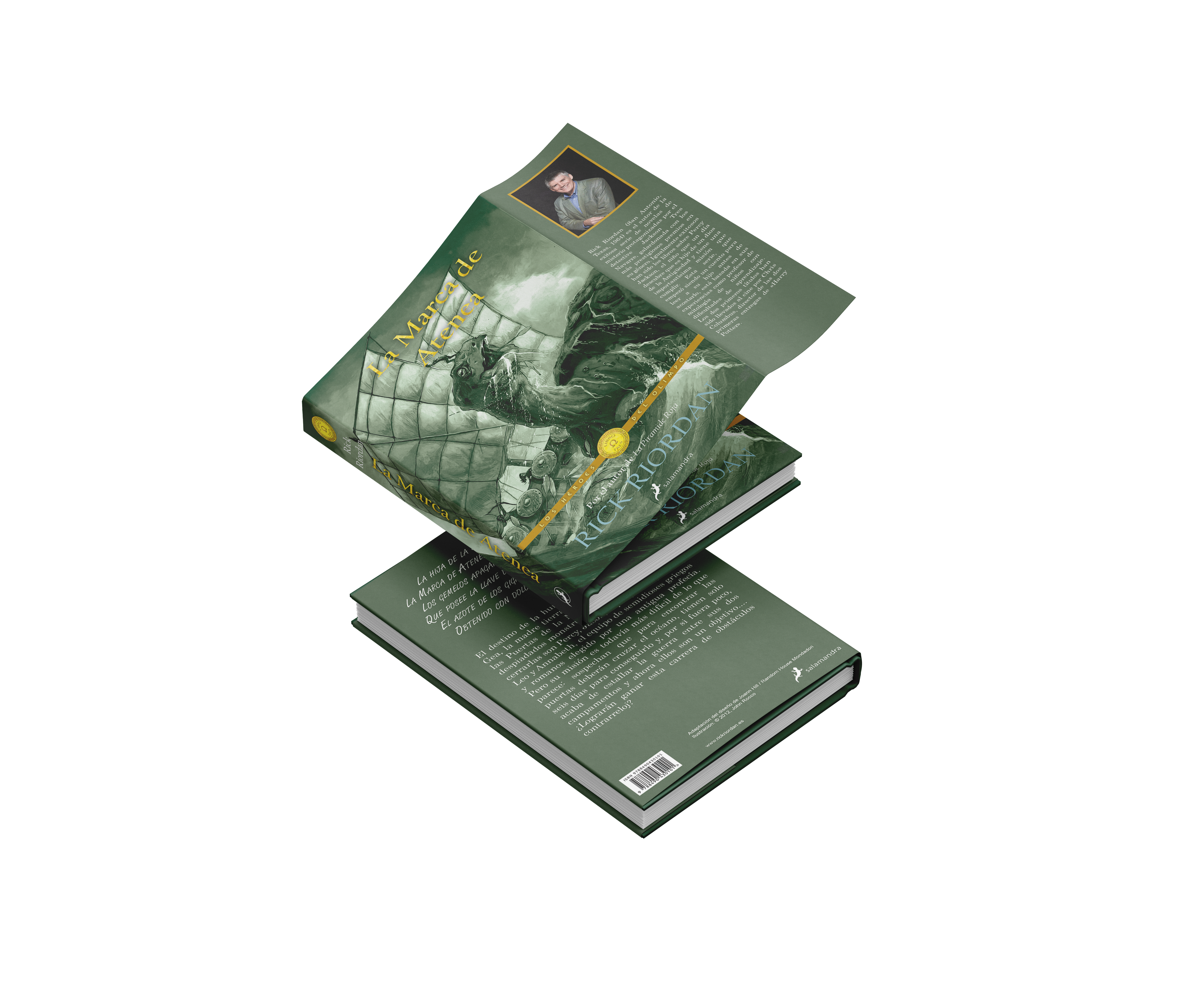 Sobrecubierta puesta en el libro La Marca de Atenea.