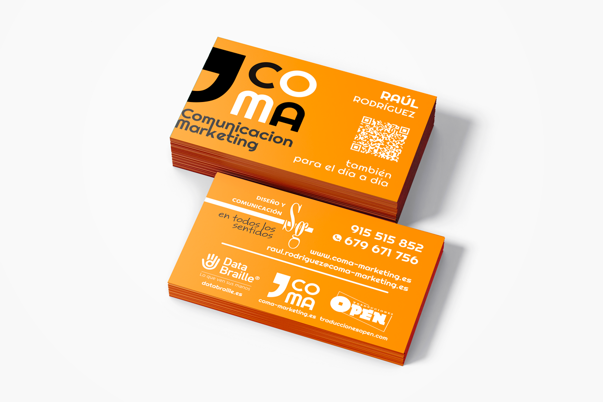 Tarjeta visita para CoMa Comunicacion Marketing