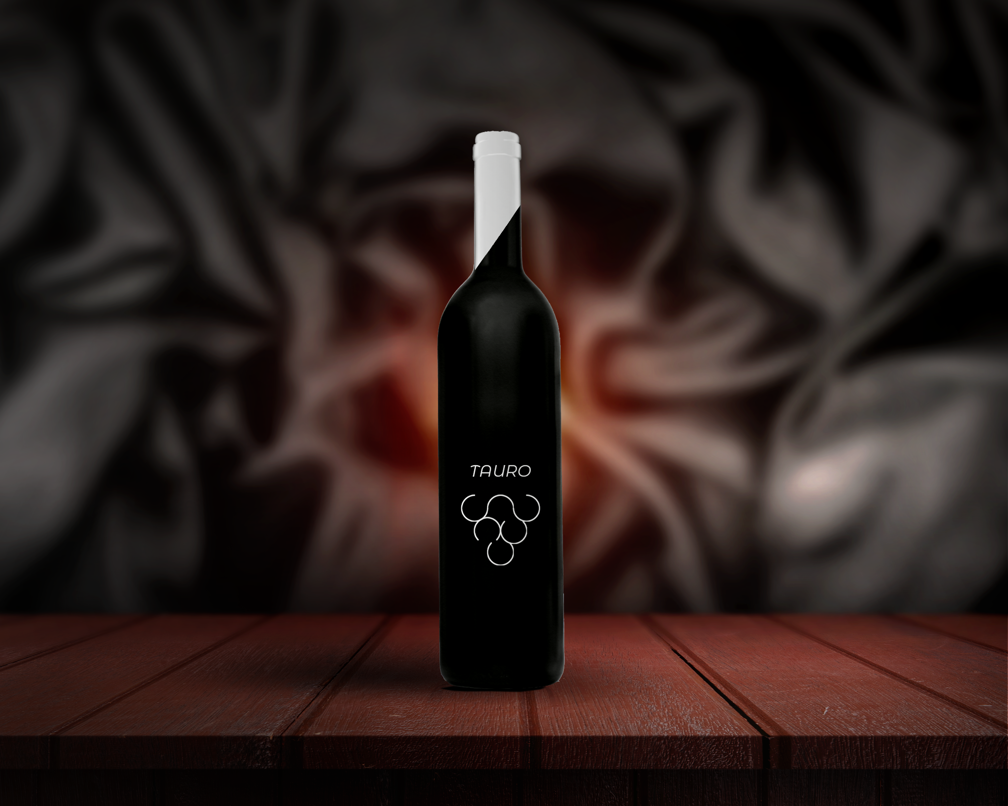 Botella de vino de la marca ficticia Tauro